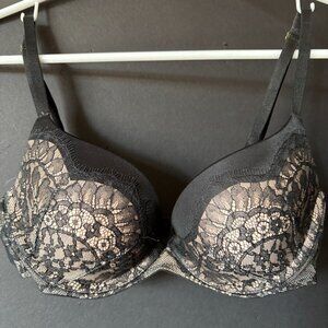 Victoria's Secret Plunge Demi Bra Black Lace 34C
